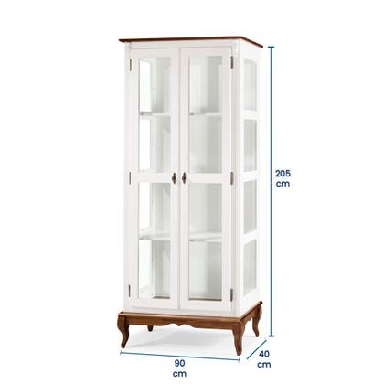 Imagem de Cristaleira 2 Portas e Laterais em Vidro 3 Prateleiras 60301 Linz Móveis - Off White/Imbuia Glazer