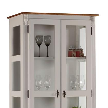 Imagem de Cristaleira 2 Portas e Laterais em Vidros 3 Prateleiras 1 Gaveta 60303 Linz Móveis - Off White/Imbuia Glazer