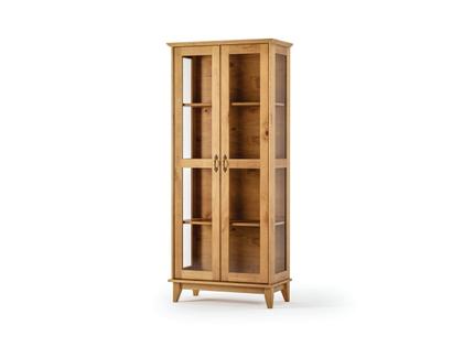 Imagem de Cristaleira 2 Portas Vidro Madeira Maciça Carvalho 81cm Bella