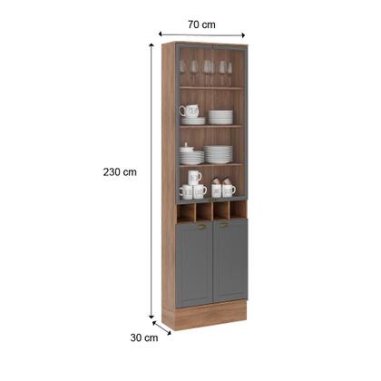 Cristaleira 2 Portas Vidro Milla Nog/Cinza 70cm Carraro Imagem de Cristaleira 2 Portas Vidro Milla Nog/Cinza 70cm Carraro