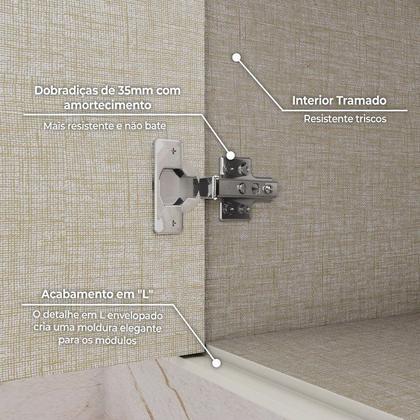 Imagem de Cristaleira 200cm 4 Portas com LED e Vidro Reflecta Temperado 100% MDF Fineze Bege/Areia HP