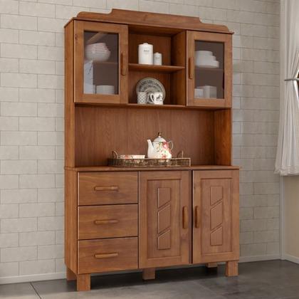 Imagem de Cristaleira 4 Portas 3 Gavetas Com Aplique 122 cm 1279 Castanho Milani Store