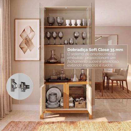 Imagem de Cristaleira 4 Portas Vidro MDF Off White Cedro 83cm Lizz Bege