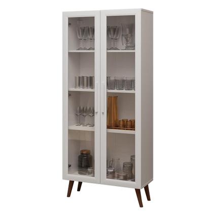 Imagem de Cristaleira 70 cm 2 Portas de Vidro com Pés Cônicos Madesa Branco