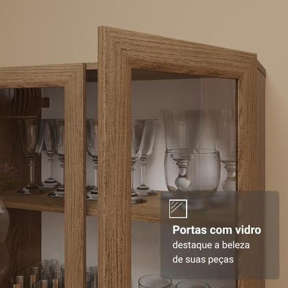 Imagem de Cristaleira 70 cm 2 Portas de Vidro com Pés Cônicos Madesa Rustic