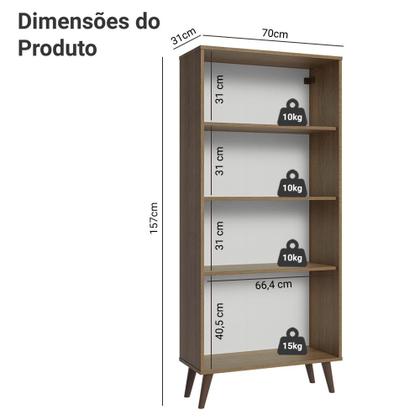 Imagem de Cristaleira 70 cm 2 Portas de Vidro com Pés Cônicos Madesa Rustic