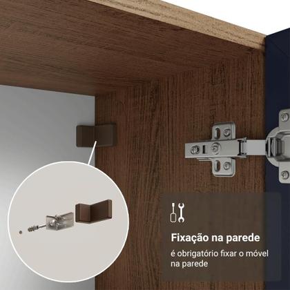 Imagem de Cristaleira 70 cm 2 Portas de Vidro com Pés Cônicos Rustic/Azul/Rustic Vik Madesa