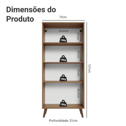 Imagem de Cristaleira 70 cm 2 Portas de Vidro com Pés Cônicos Rustic/Azul/Rustic Vik Madesa