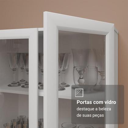 Imagem de Cristaleira 70 cm 2 Portas de Vidro com Pés Trapézio Branco/Marrom Madesa