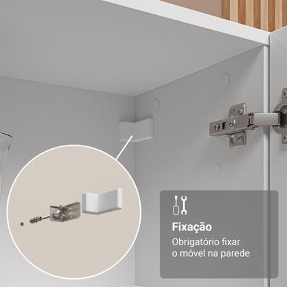 Imagem de Cristaleira 70 cm 2 Portas de Vidro com Pés Trapézio Branco/Marrom Madesa