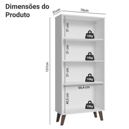 Imagem de Cristaleira 70 cm 2 Portas de Vidro com Pés Trapézio Branco/Marrom Madesa