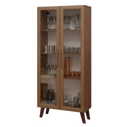 Cristaleira 70 cm 2 Portas de Vidro com Pés Trapézio Madesa Imagem de Cristaleira 70 cm 2 Portas de Vidro com Pés Trapézio Madesa