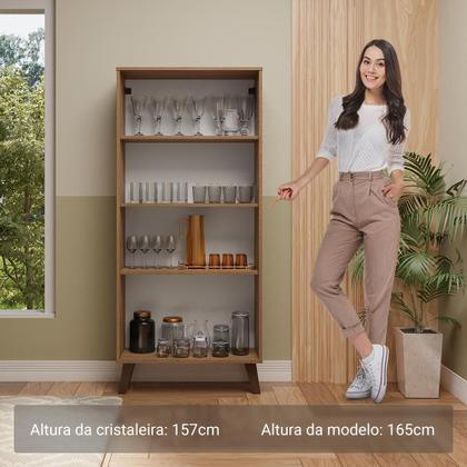 Cristaleira 70 cm 2 Portas de Vidro com Pés Trapézio Madesa Imagem de Cristaleira 70 cm 2 Portas de Vidro com Pés Trapézio Madesa