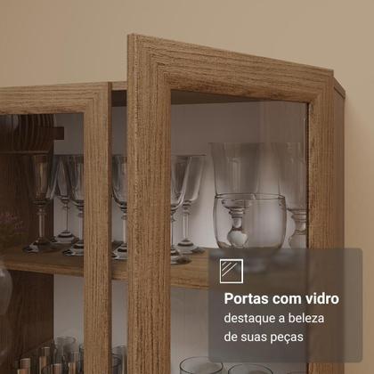 Cristaleira 70 cm 2 Portas de Vidro com Pés Trapézio Madesa Imagem de Cristaleira 70 cm 2 Portas de Vidro com Pés Trapézio Madesa