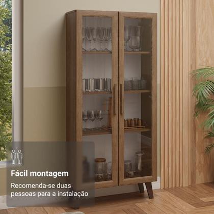 Cristaleira 70 cm 2 Portas de Vidro com Pés Trapézio Madesa Imagem de Cristaleira 70 cm 2 Portas de Vidro com Pés Trapézio Madesa