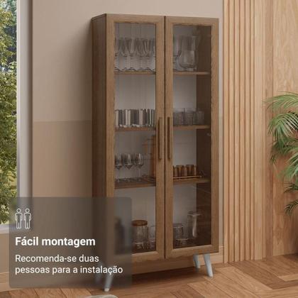 Imagem de Cristaleira 70Cm 2 Portas De Vidro Com Pés Cônicos Madesa.