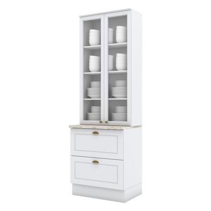 Imagem de Cristaleira 71,5cm 2 Portas 2 Gavetas Americana Henn - Branco HP Fosco