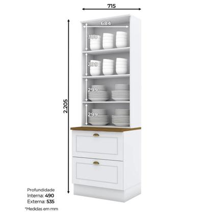 Imagem de Cristaleira 71,5cm 2 Portas 2 Gavetas Emily Henn