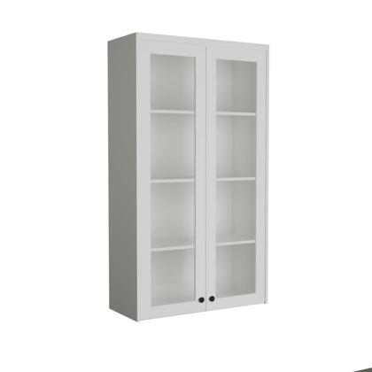 Imagem de Cristaleira 80cm 2 Portas com Vidro Cozinha Sevilha Branco/Artico