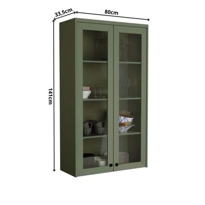 Imagem de Cristaleira 80cm 2 Portas com Vidro Cozinha Sevilha