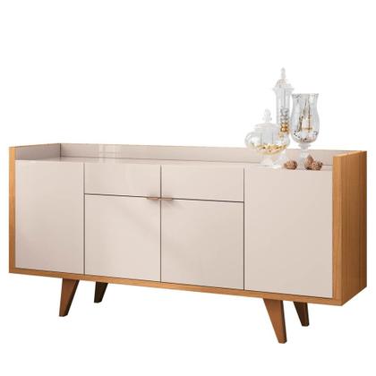 Imagem de Cristaleira Adega Órfeo Buffet Sinfonia e Espelho 67cm H01 Off White/Cinamomo - Mpozenato