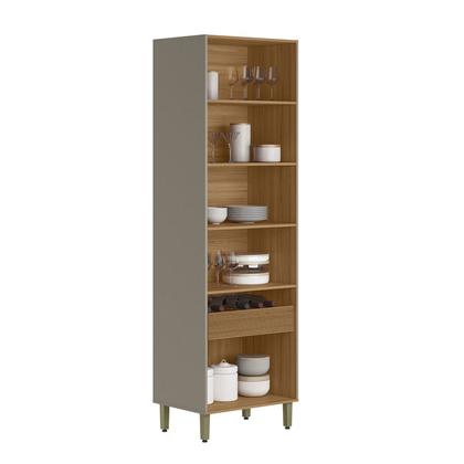 Imagem de Cristaleira Allure 2 Portas 1 Gaveta com Vidro e Led 100% Mdf Jequitibá/Gris Fosco - Linea Brasil