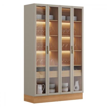 Imagem de Cristaleira Allure 4 Portas 2 Gavetas com Vidro 100% Mdf Jequiti/Gris Fosco - Linea Brasil