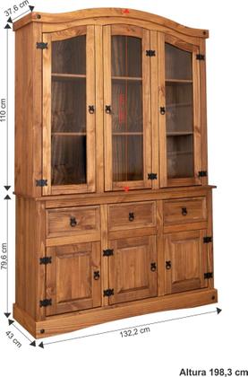 Imagem de Cristaleira Balcão 3 Portas com Vidro 3 Gavetas com Oratório