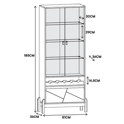 Imagem de Cristaleira Bari 2 Portas e 1 Gaveta com Adega - Casa D