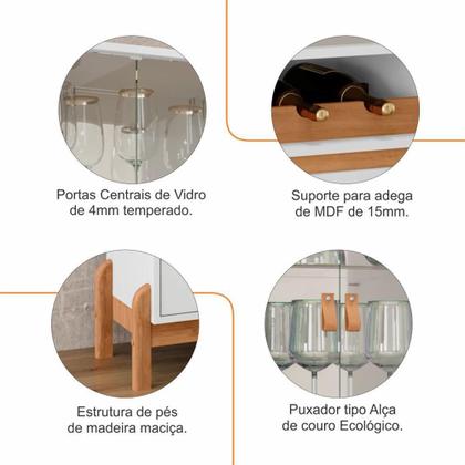 Imagem de Cristaleira Bari 2 Portas e 1 Gaveta com Adega - Casa D