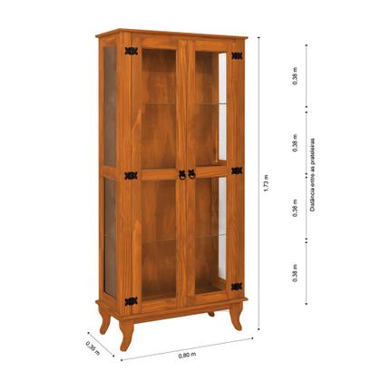 Cristaleira Bella Luna com Vidro Madeira Maciça Antiga 2 Portas de Vidro Castanho - ATRAENTE MOVEIS Imagem de Cristaleira Bella Luna com Vidro Madeira Maciça Antiga 2 Portas de Vidro Castanho