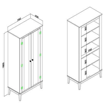 Imagem de Cristaleira Colonial 2 Portas Vidro Pés Madeira Mel e Oliva 75cm Movelbento Verde