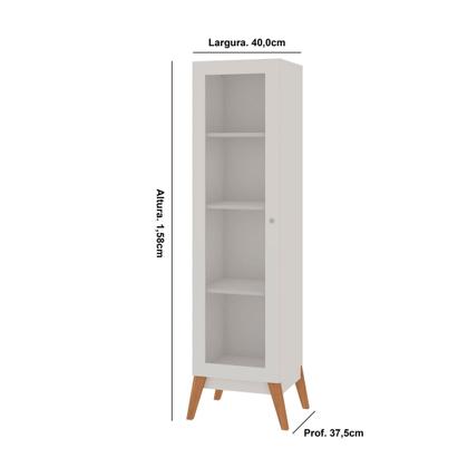 Cristaleira com 1 Porta de Vidro GenialFlex - Branco Imagem de Cristaleira com 1 Porta de Vidro GenialFlex - Branco