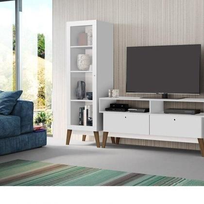 Cristaleira com 1 Porta de Vidro GenialFlex - Branco Imagem de Cristaleira com 1 Porta de Vidro GenialFlex - Branco