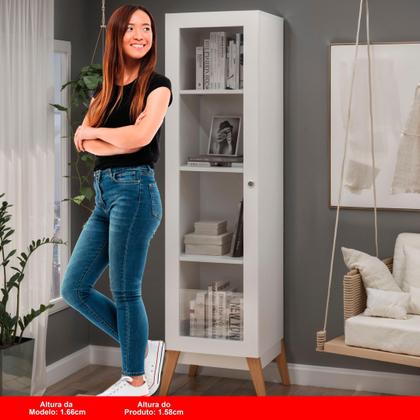 Cristaleira com 1 Porta de Vidro GenialFlex - Branco Imagem de Cristaleira com 1 Porta de Vidro GenialFlex - Branco