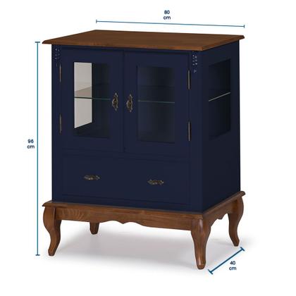 Imagem de Cristaleira com 2 Portas e Laterais em Vidro Pés Luis XV 60312 Linz Móveis