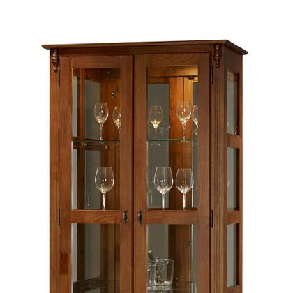 Imagem de Cristaleira com Espelho e LED 2 Portas 3 Prateleiras e Laterais em Vidro 60303EL Linz Móveis - Imbuia Glazer