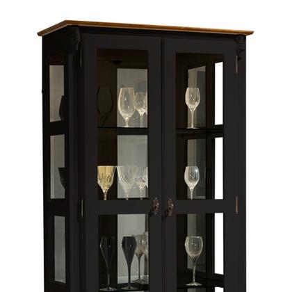 Imagem de Cristaleira com Espelho e LED 2 Portas 3 Prateleiras e Laterais em Vidro 60303EL Linz Móveis - Imbuia Glazer