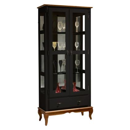 Imagem de Cristaleira com Espelho e LED 2 Portas 3 Prateleiras e Laterais em Vidro 60303EL Linz Móveis - Imbuia Glazer