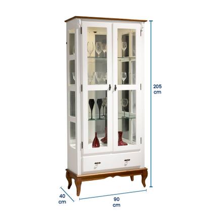 Imagem de Cristaleira com Espelho e LED 2 Portas 3 Prateleiras e Laterais em Vidro 60303EL Linz Móveis