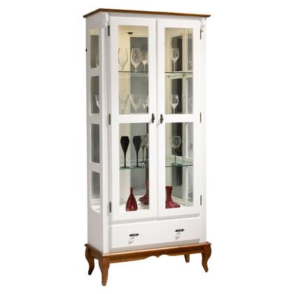 Imagem de Cristaleira com Espelho e LED 2 Portas 3 Prateleiras e Laterais em Vidro 60303EL Linz Móveis