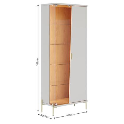 Imagem de Cristaleira com Porta e Prateleiras de Vidro com Led Sena