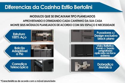 Imagem de Cristaleira de Cozinha Paneleiro Estilo 7039 c/ 6 Portas (2 c/ Vidro) 80cm Cinza/Grafite - Bertolini