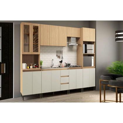 Imagem de Cristaleira de Cozinha Rebeca c/ 4 Portas ( 2 c/ Vidro ) 70cm Mel/Off White - Movelbento