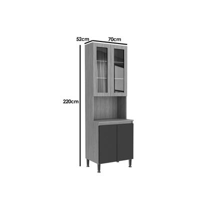 Imagem de Cristaleira de Cozinha Rebeca c/ 4 Portas ( 2 c/ Vidro ) 70cm Mel/Off White - Movelbento