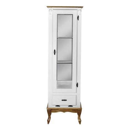 Imagem de Cristaleira de Vidro e Madeira Antique com 1 Porta 1 Gaveta e Espelho - 1079E