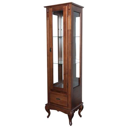 Imagem de Cristaleira de Vidro e Madeira Antique com 1 Porta 1 Gaveta e Espelho - 1079E