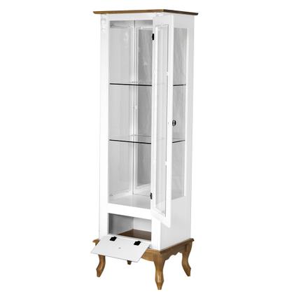 Imagem de Cristaleira de Vidro e Madeira Antique com 1 Porta 1 Gaveta e Espelho - 1079E