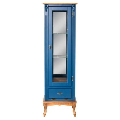 Imagem de Cristaleira de Vidro e Madeira Antique com 1 Porta 1 Gaveta e Espelho - 1079E