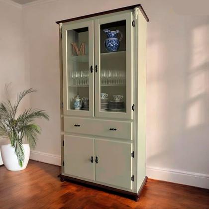 Imagem de Cristaleira de Vidro e Madeira Antique com 4 Portas e 1 Gaveta - 308